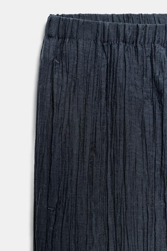 Pantalon semi-transparent effet froissé