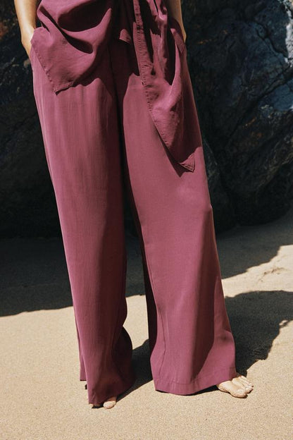 Pantalon large à taille élastique