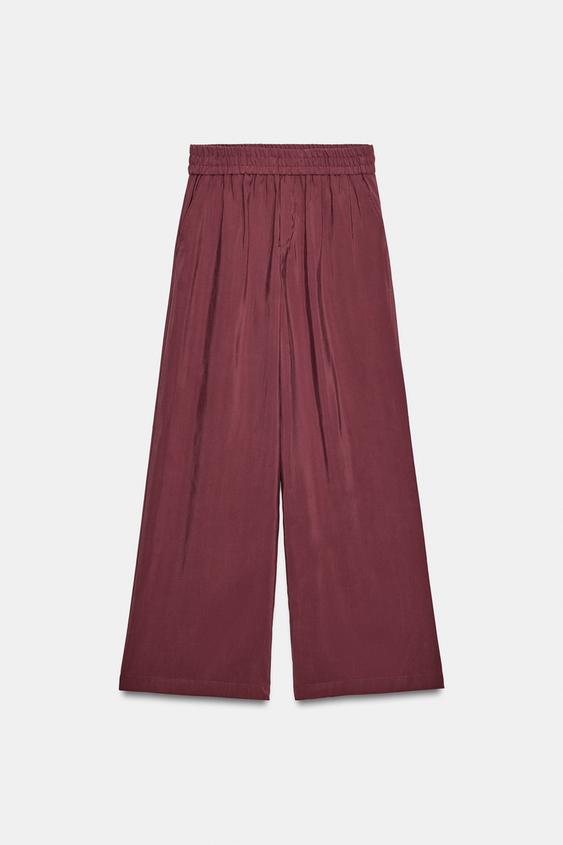 Pantalon large à taille élastique