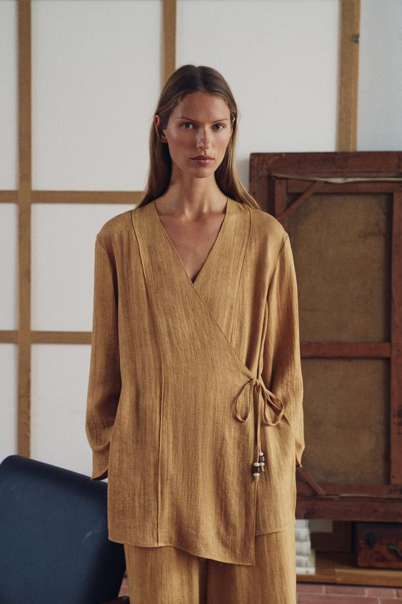 Veste croisée à cordon