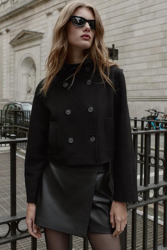 Jupe-culotte croisée effet cuir