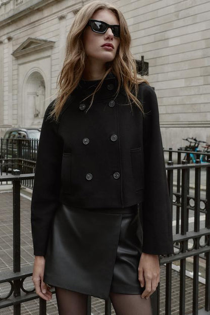 Jupe-culotte croisée effet cuir