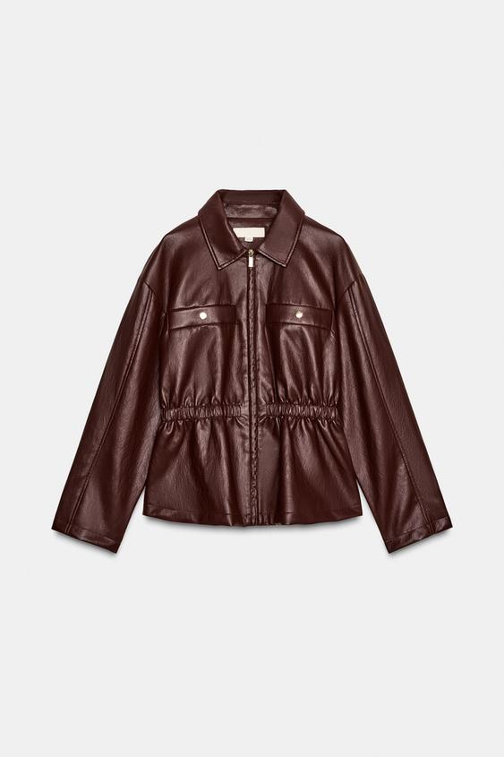Veste effet cuir à taille élastique