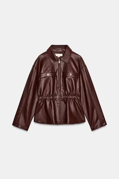 Veste effet cuir à taille élastique
