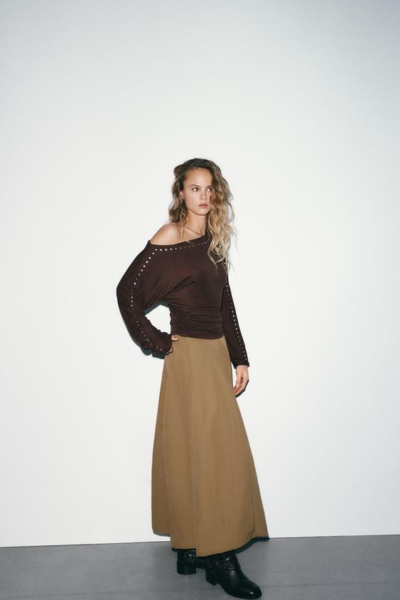 Jupe midi en nylon