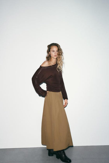 Jupe midi en nylon