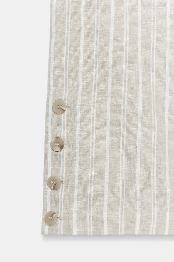 Pantalon en lin à rayures avec ceinture