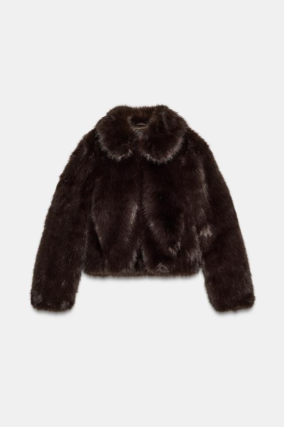 Manteau court effet fourrure