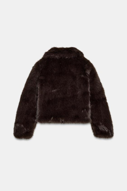 Manteau court effet fourrure