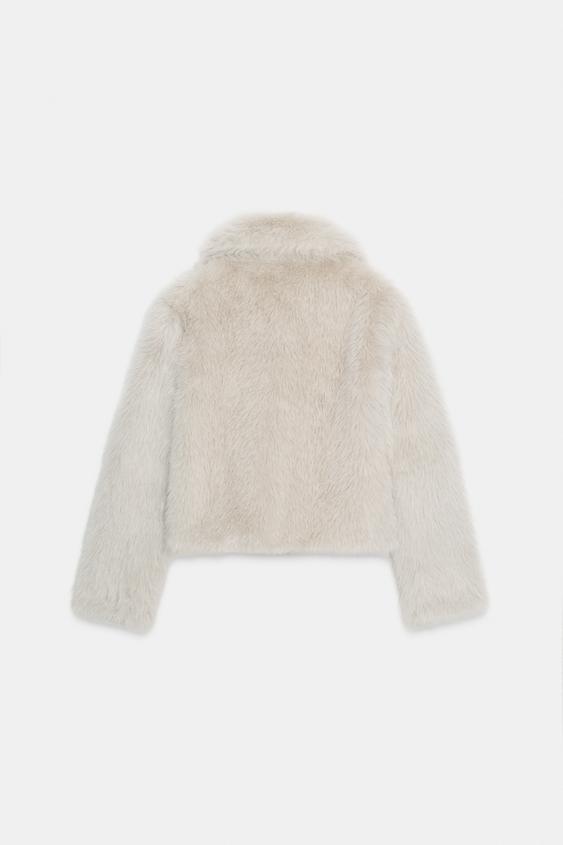 Manteau court effet fourrure à fermeture zippée