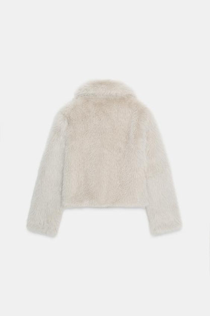 Manteau court effet fourrure à fermeture zippée