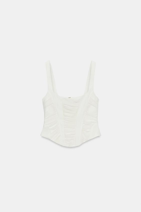 Top corset contrasté en tulle