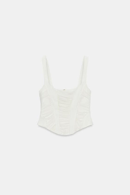Top corset contrasté en tulle