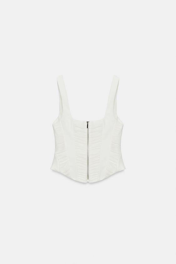 Top corset contrasté en tulle
