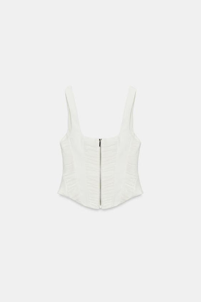 Top corset contrasté en tulle