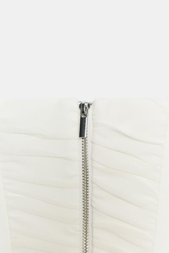 Top corset contrasté en tulle