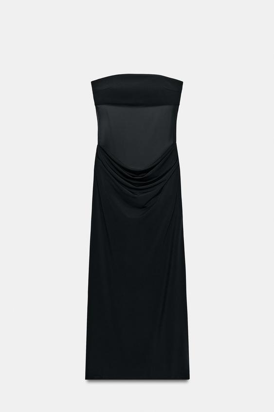 Robe midi contrastée drapée