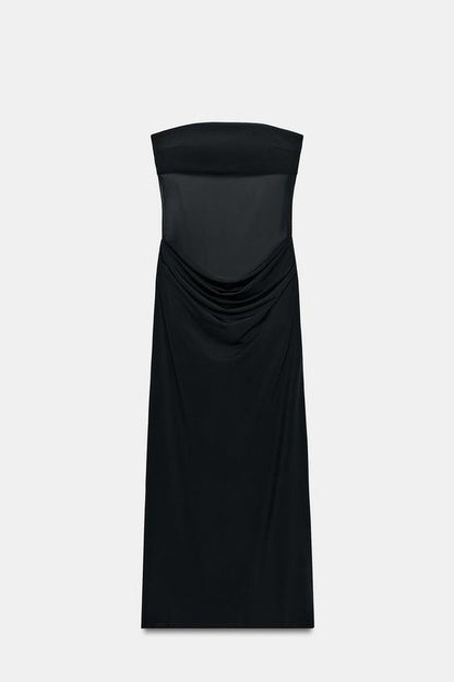 Robe midi contrastée drapée