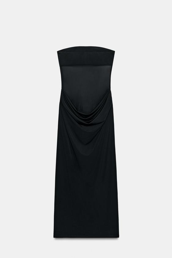 Robe midi contrastée drapée