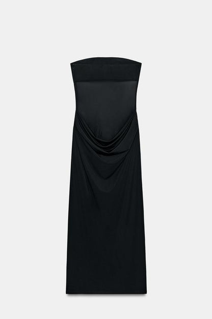 Robe midi contrastée drapée