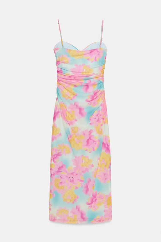 Robe midi en tulle imprimé
