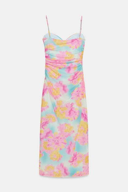 Robe midi en tulle imprimé