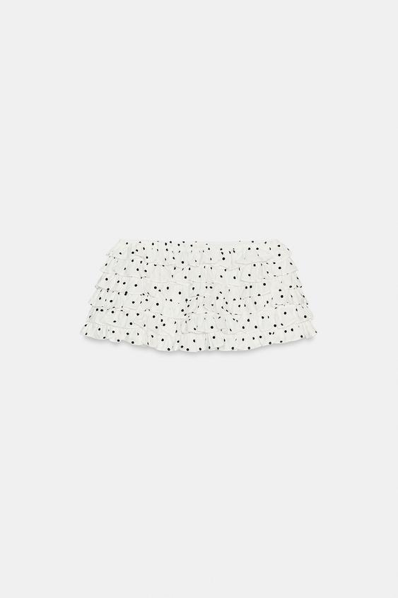 Short mini à volants à pois