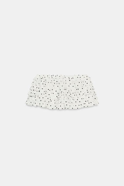 Short mini à volants à pois