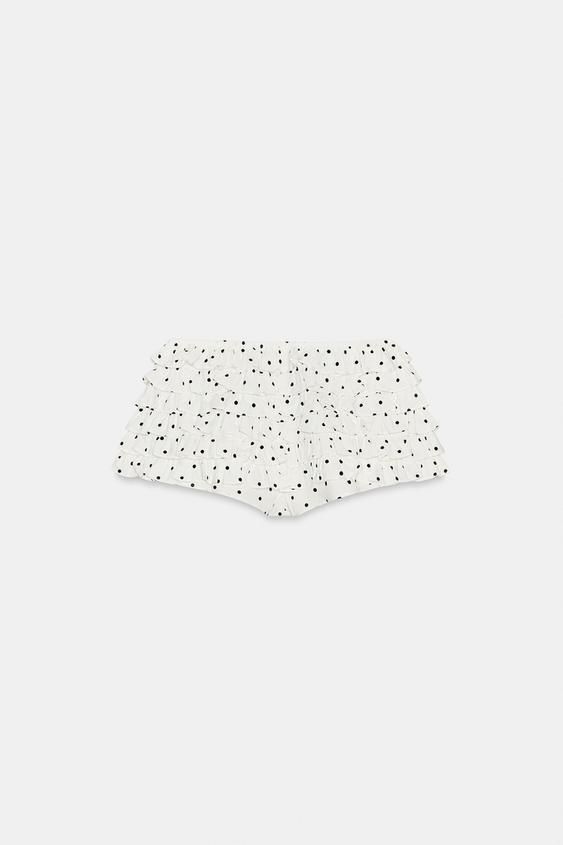 Short mini à volants à pois