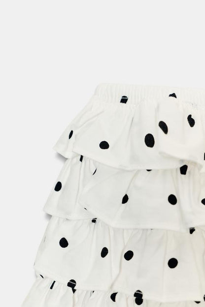 Short mini à volants à pois
