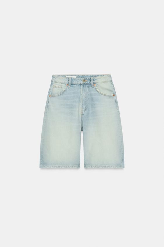 Bermuda baggy en denim TRF taille mi-haute