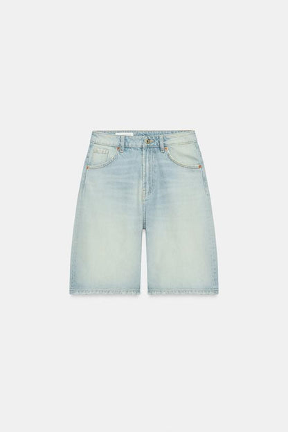 Bermuda baggy en denim TRF taille mi-haute