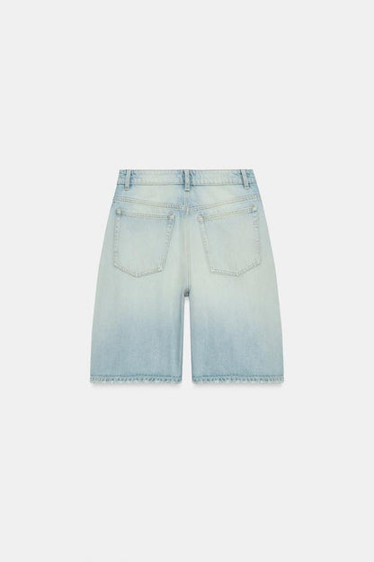 Bermuda baggy en denim TRF taille mi-haute