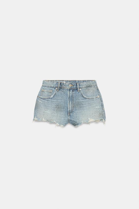 Short arrondi en denim TRF taille haute