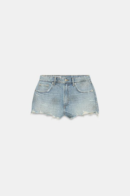 Short arrondi en denim TRF taille haute