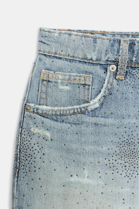 Short arrondi en denim TRF taille haute