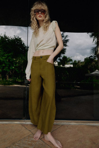 Pantalon coupe ballon en lin