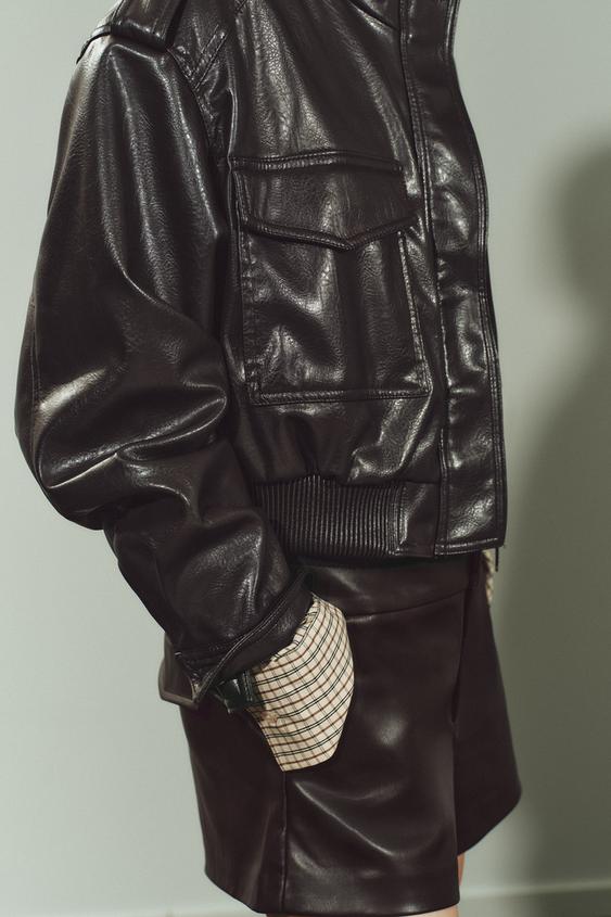 Blouson court effet cuir