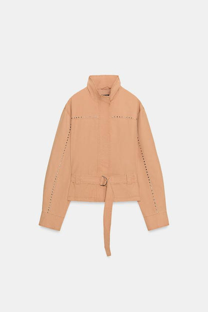 Veste à clous avec ceinture