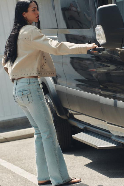 Veste effet délavé à clous
