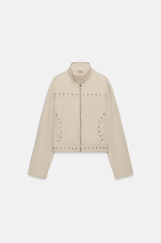 Veste effet délavé à clous