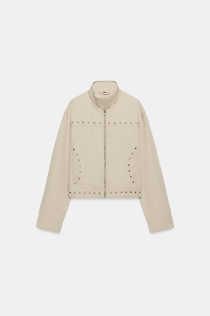 Veste effet délavé à clous