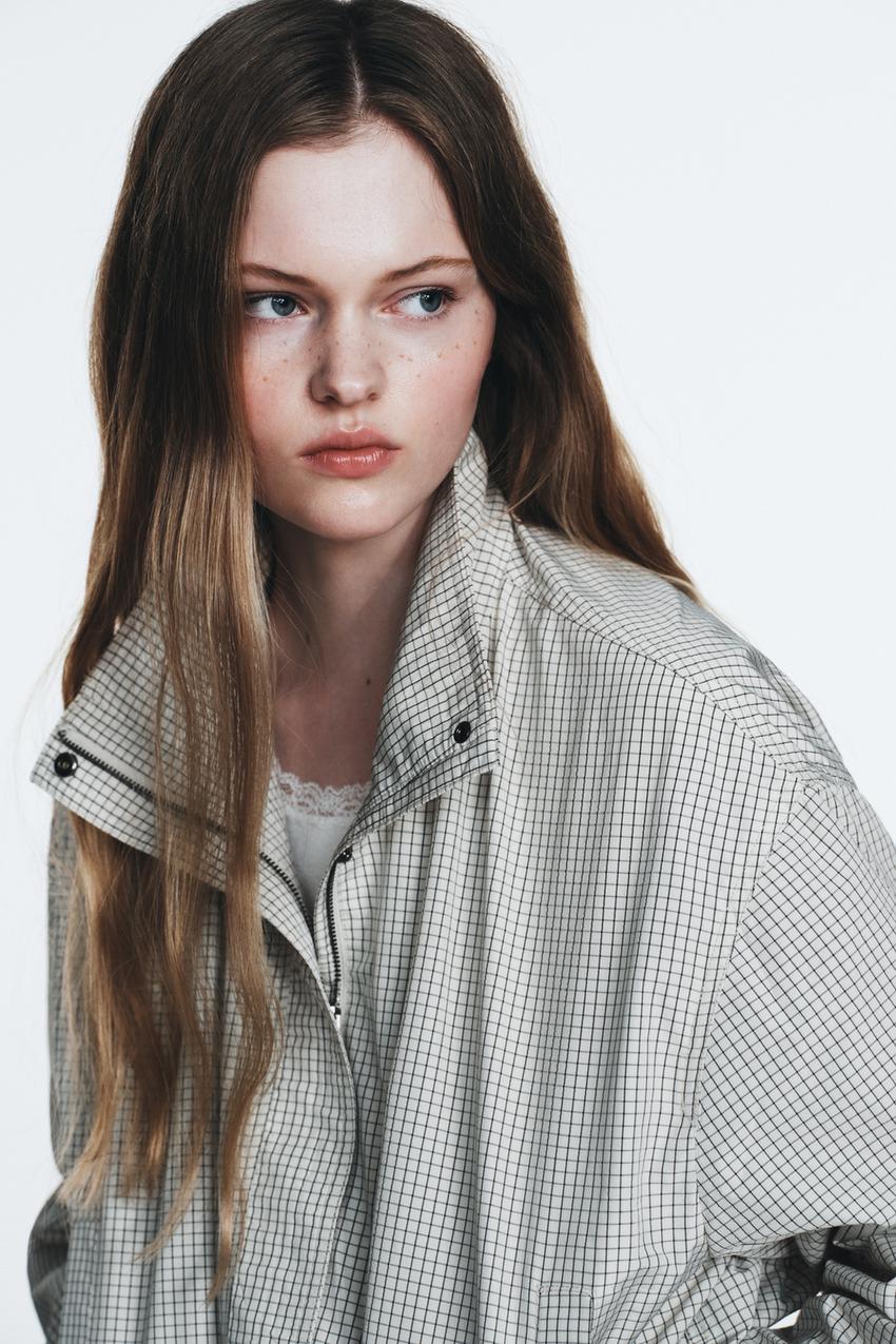 Veste en nylon à carreaux