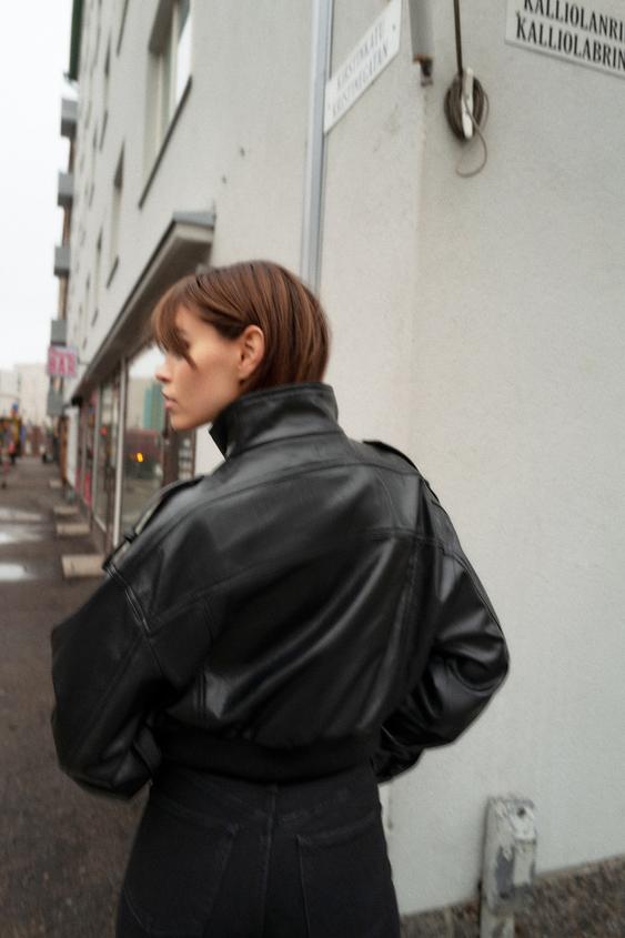 Blouson effet cuir à passants
