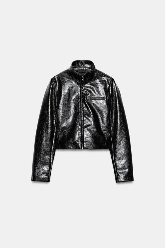 Veste courte effet cuir