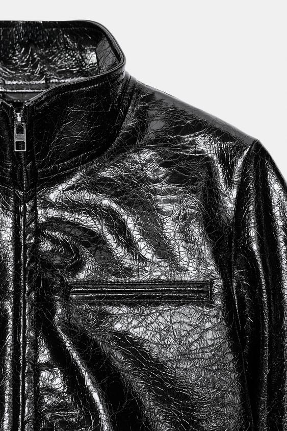 Veste courte effet cuir