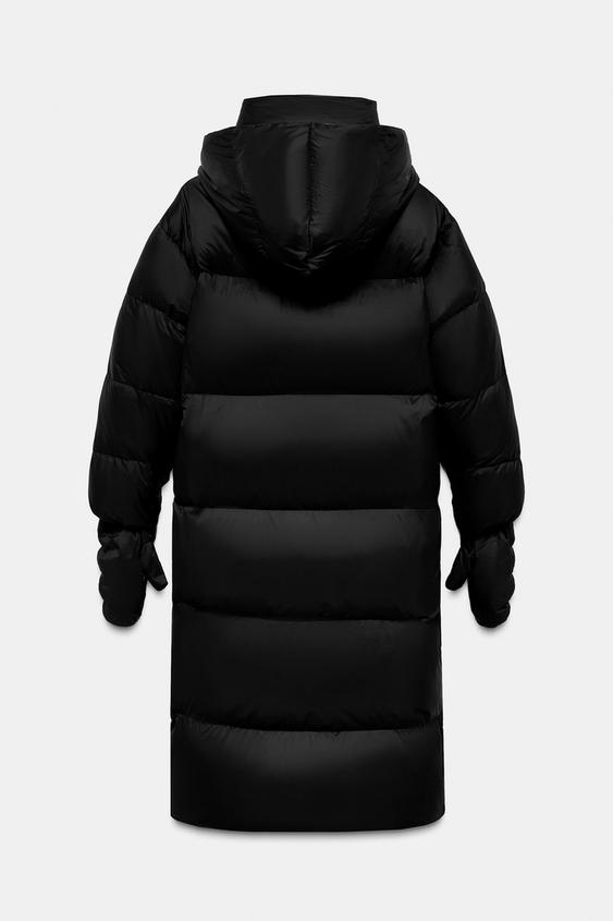 Anorak matelassé 70 % duvet, 30 % plumes, à capuche et gants, déperlant