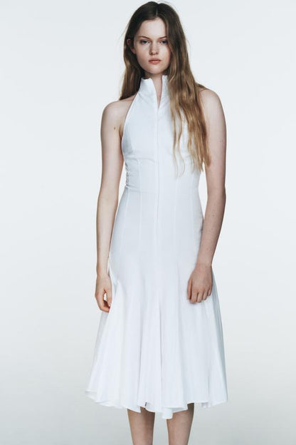 Robe midi dos-nu godets