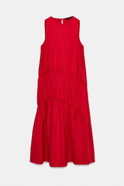 Robe midi en nylon avec liens à nouer