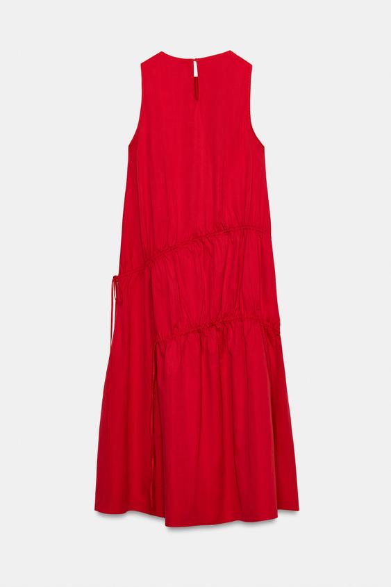 Robe midi en nylon avec liens à nouer